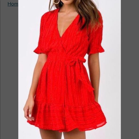 Princess Polly red Mini Wrap Dress - Picture 2 of 5